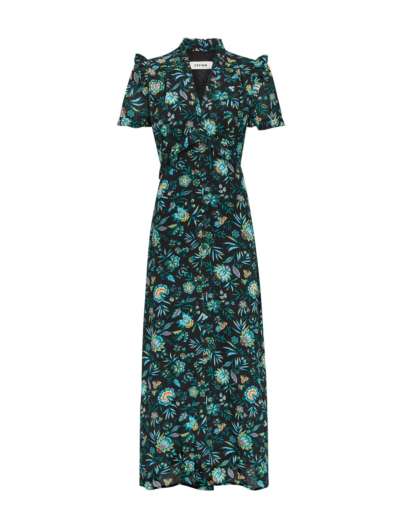 Liliana Cotton Blend Maxi Dress - Black Palm Floral Print - Image 7