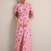 Liliana Cotton Blend Maxi Dress - Pink Palm Floral Print