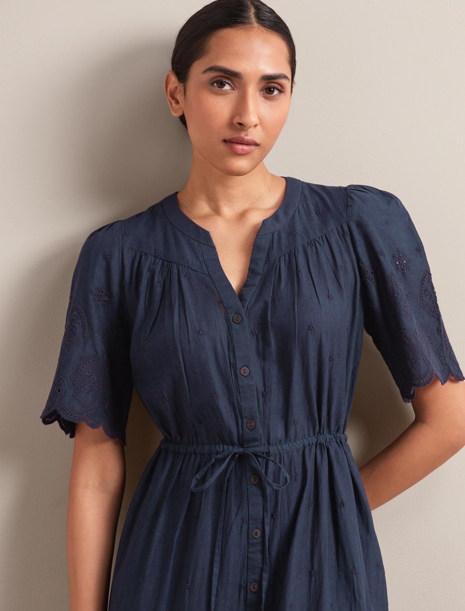 Nicole Organic Cotton Maxi Dress - Navy - Image 2